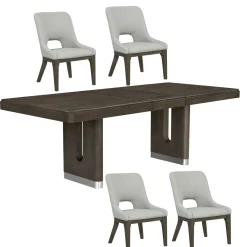 Lumen Extendable Pedestal Dining Table & 4 Sling Chairs