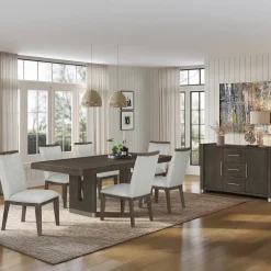 Lumen Extendable Pedestal Dining Table & 6 Side Chairs