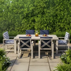 Melbourne Outdoor Dining Set-New! Outdoor 7pc Dining Set: Rectangle Table, 2 Arm Chairs & 6 Side Chairs