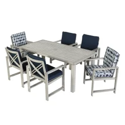 Melbourne Outdoor Dining Set-New! Outdoor 7pc Dining Set: Rectangle Table, 2 Arm Chairs & 6 Side Chairs