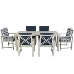 Melbourne Outdoor Dining Set-New! Outdoor 7pc Dining Set: Rectangle Table, 2 Arm Chairs & 6 Side Chairs