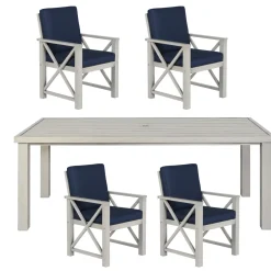 Melbourne 5pc Outdoor Dining Set: Table & 4 Solid Chairs