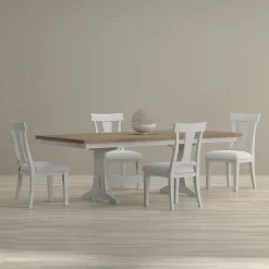 Newport 5pc Dining Set: Trestle Dining Table & 4 Side Chairs