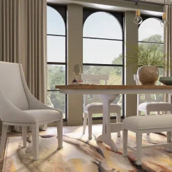 Newport 7pc Dining Set: Trestle Dining Table, 4 Side Chairs & 2 Host Arm Chairs