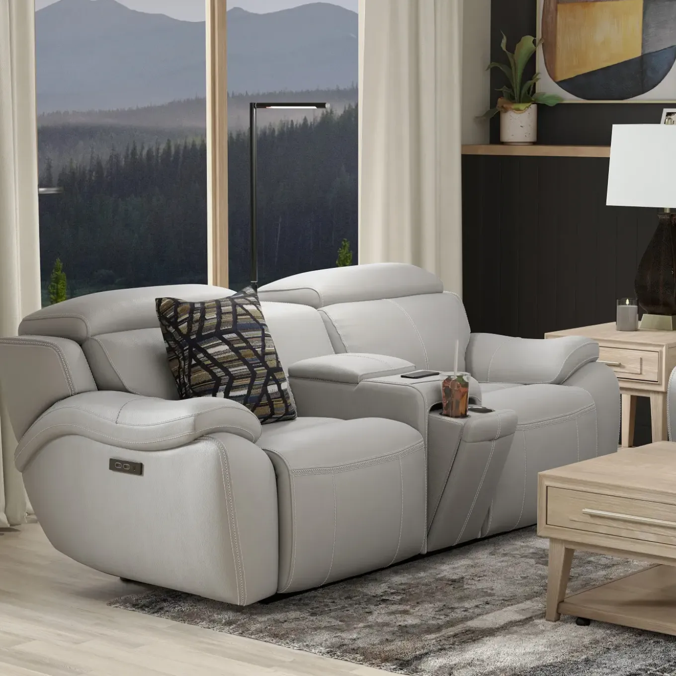 Nixon-New! Leather Power Loveseat