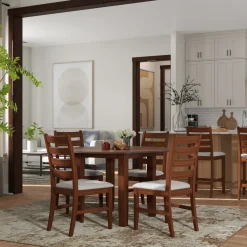 Paseo Round Dining Set-Walnut