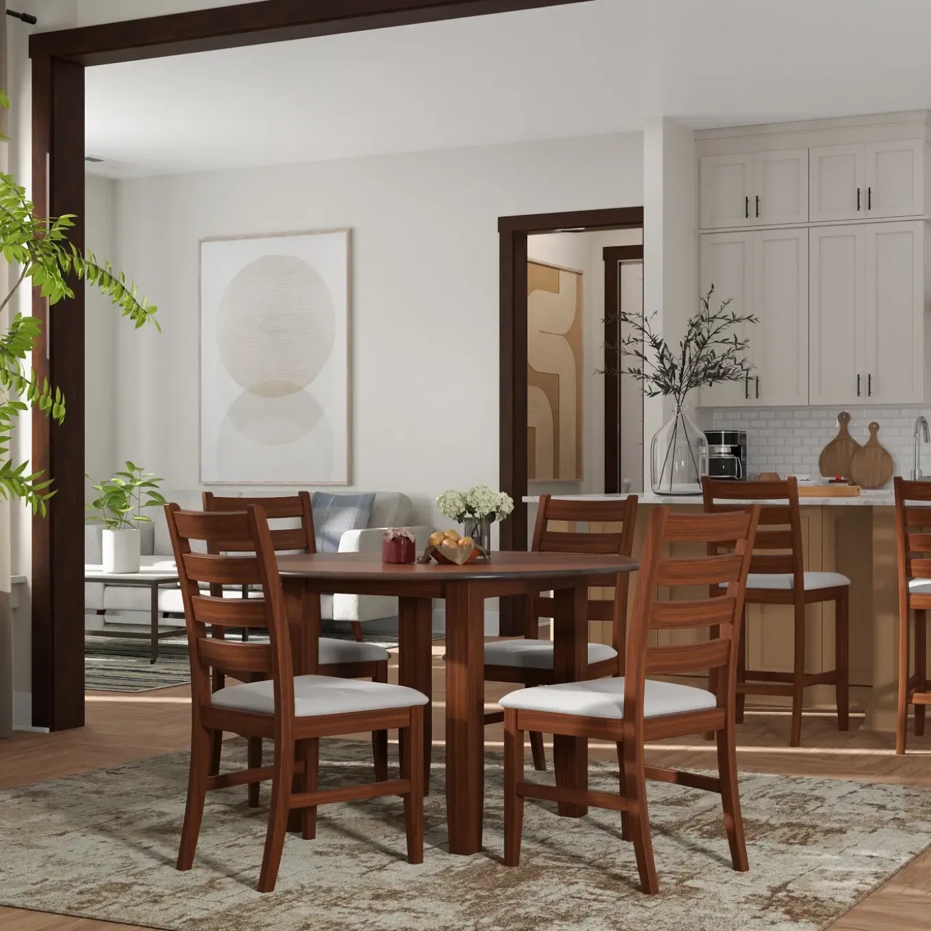 Paseo Round Dining Set-Walnut