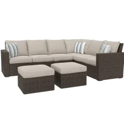 Puerto Nuevo 3pc Set: Outdoor Sectional & 2 Stools