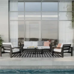 Queensland 3pc Outdoor Seating Set: Sofa & 2 Rocker Lounge Chairs