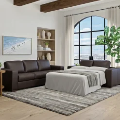 Quinn Leather Full Sleeper Sofa & Mattress