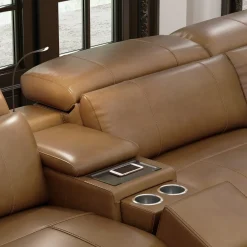 Radiance 7pc Power Leather Sectional