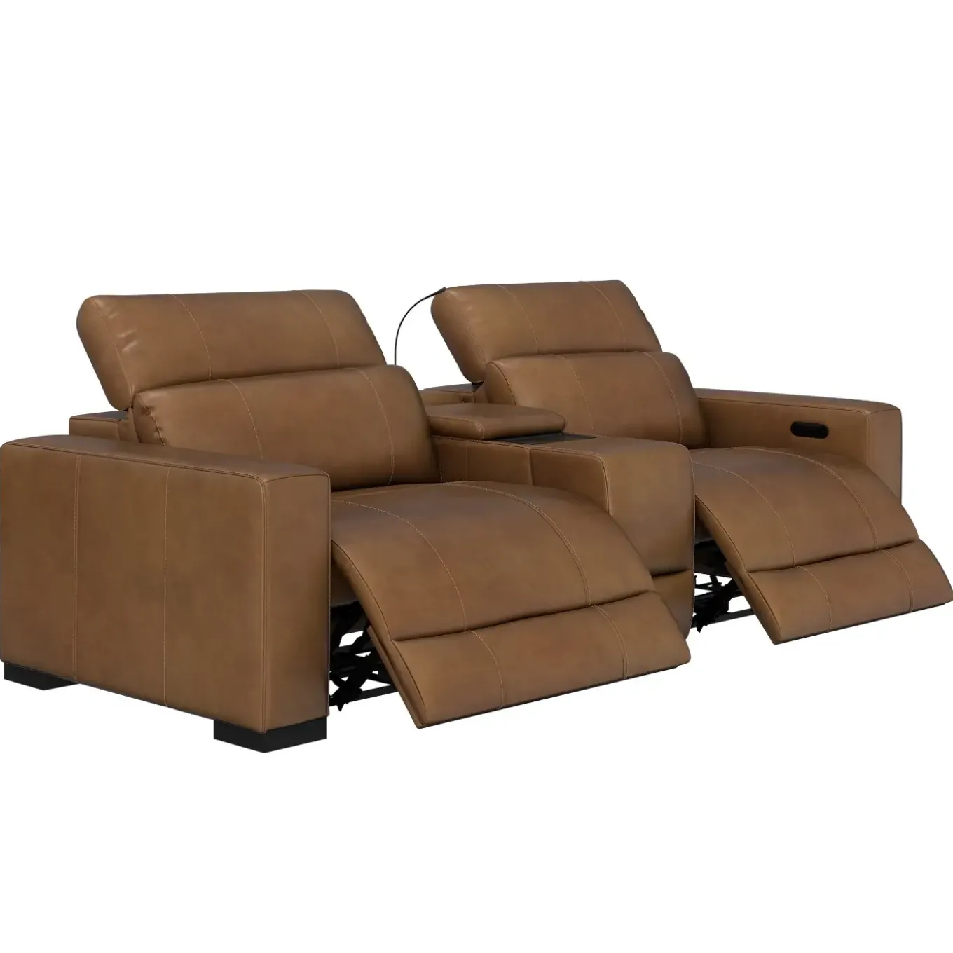 Radiance Power Leather Loveseat with Console