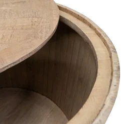 Reed Storage Slat Drum End Table