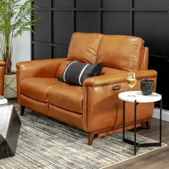 Remy Leather Power Reclining Sofa & Power Reclining Loveseat with Power Headrests