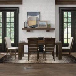 Riley 7pc Dining Set: Extendable Table, 2 Upholstered Chairs & 4 Slat Back Chairs