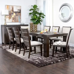 Riley 7pc Dining Set: Extendable Table, 6 Slat Back Chairs