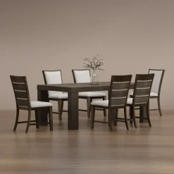 Riley 7pc Dining Set: Extendable Table, 6 Slat Back Chairs