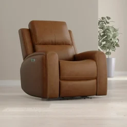 Riverdale Leather Power Recliner with Power Headrest and Power Lumbar