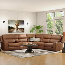 Riverdale 6pc Leather Power Sectional