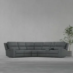 Riverdale 6pc Leather Sectional with Wireless Charging