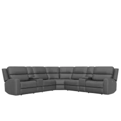 Riverdale 7pc Leather Sectional with Dual Consoles