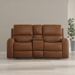 Riverdale Zero G Leather Power Loveseat with Console