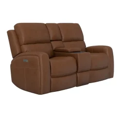 Riverdale Zero G Leather Power Loveseat with Console