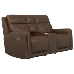 Royale Leather Power Glider Loveseat with Console