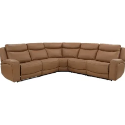 Ryder 5pc Power Leather Sectional with Heat & Massage