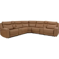 Ryder 7pc Power Leather Sectional with Heat & Massage