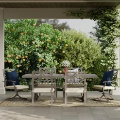Saint Lucia Outdoor Dining Set-New! 7pc Dining Set: Table, 4 Armchairs & 2 Swivel Armchairs