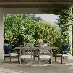 Saint Lucia 7pc Dining Set: Table & 6 Armchairs