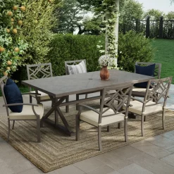 Saint Lucia 7pc Dining Set: Table & 6 Armchairs