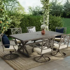 Saint Lucia 7pc Dining Set: Table & 6 Swivel Armchairs
