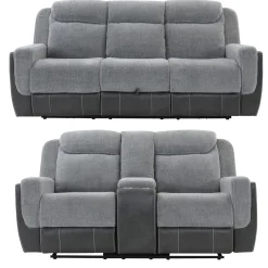 Scout Gray Reclining Living Room Set Power Reclining Sofa & Loveseat