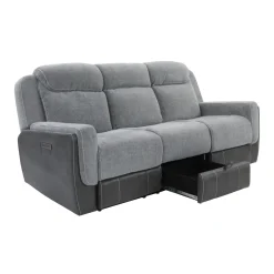 Scout Gray Reclining Living Room Set Power Reclining Sofa & Loveseat