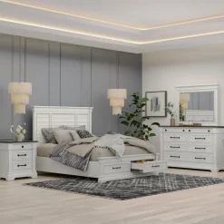 Sheridan King Storage Bed, Dresser, Mirror, Nightstand