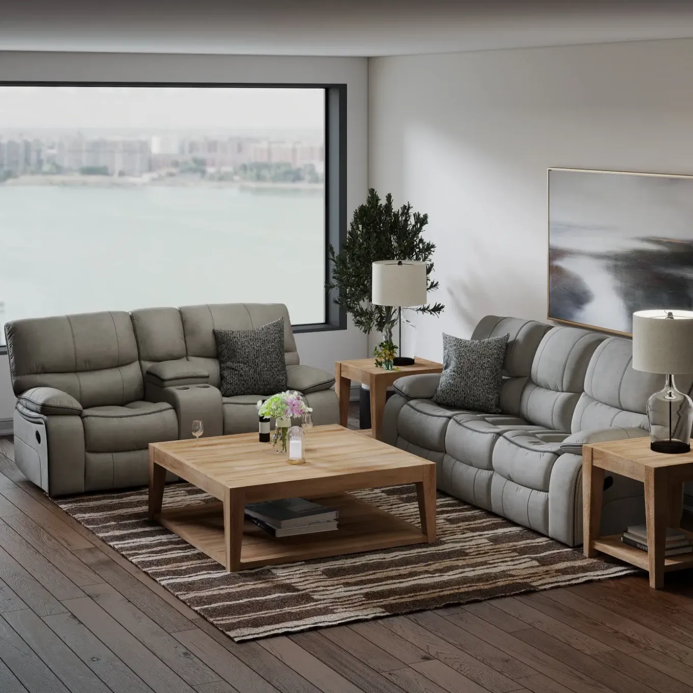 Trilogy Reclining Living Room Set-Gray
