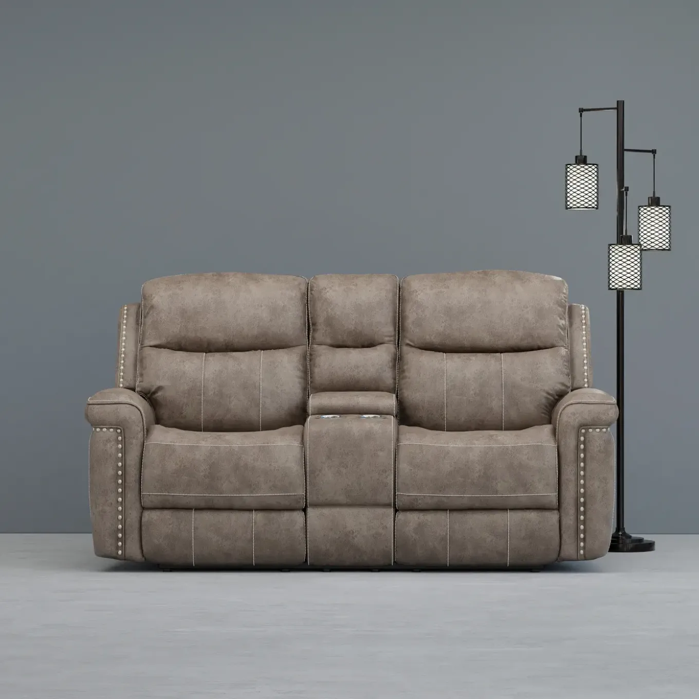 Triplex Power Reclining Console Loveseat