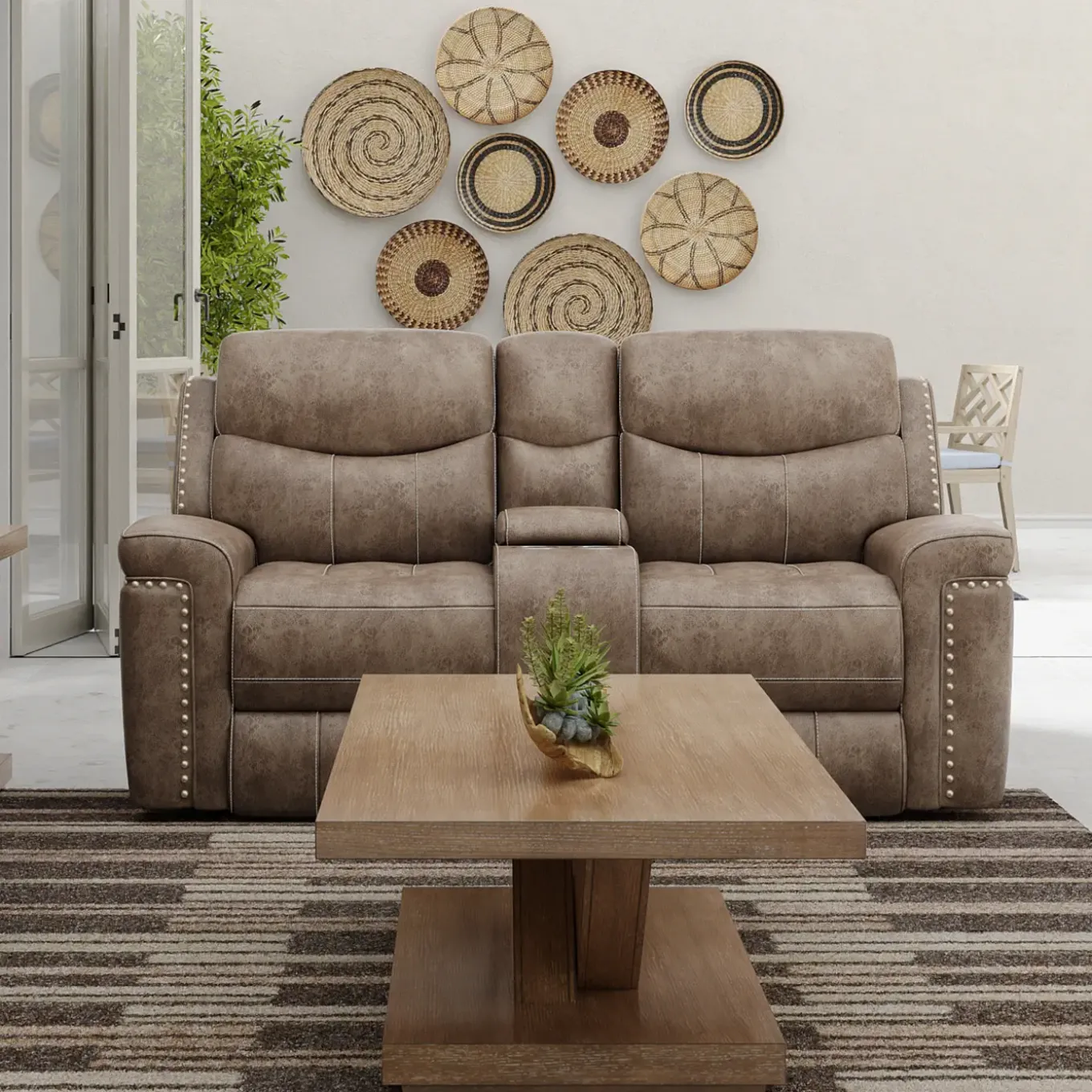 Triplex Power Reclining Console Loveseat