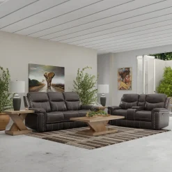 Triplex Power Reclining Living Room Set-Gray
