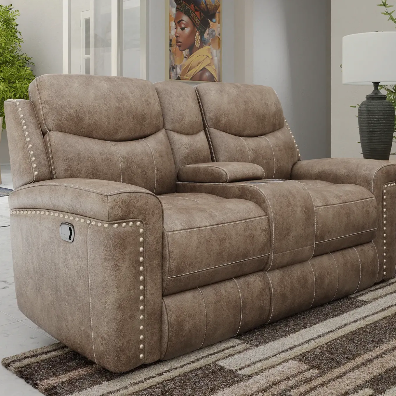 Triplex Reclining Console Loveseat