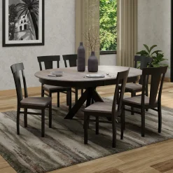 Vibrance Extendable Round Dining Table& 6 Chairs With Custom Finish Options
