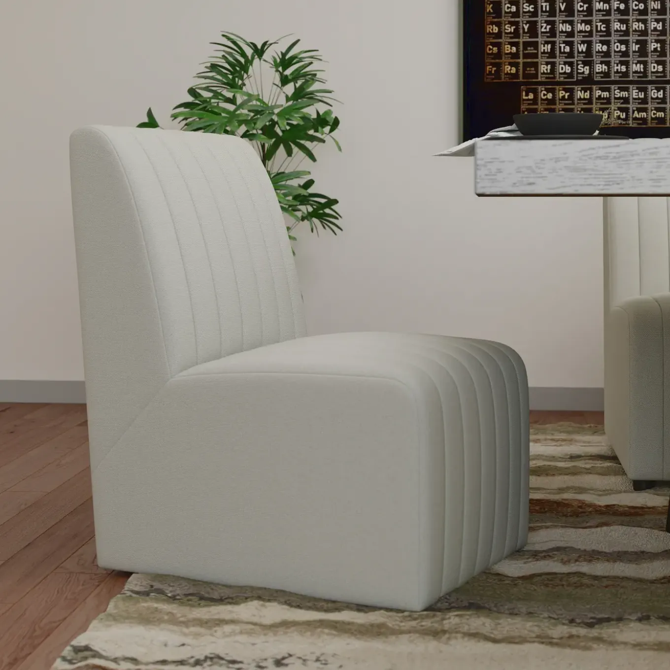 Zander 5pc Dining Set: Table, 3 Upholstered Side Chairs & Bench